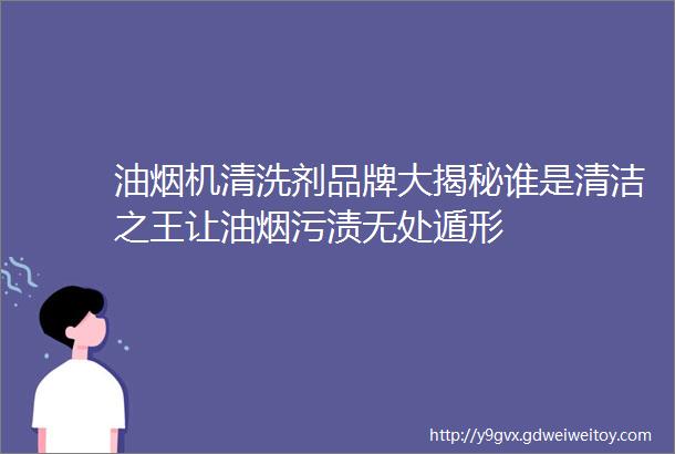 油烟机清洗剂品牌大揭秘谁是清洁之王让油烟污渍无处遁形